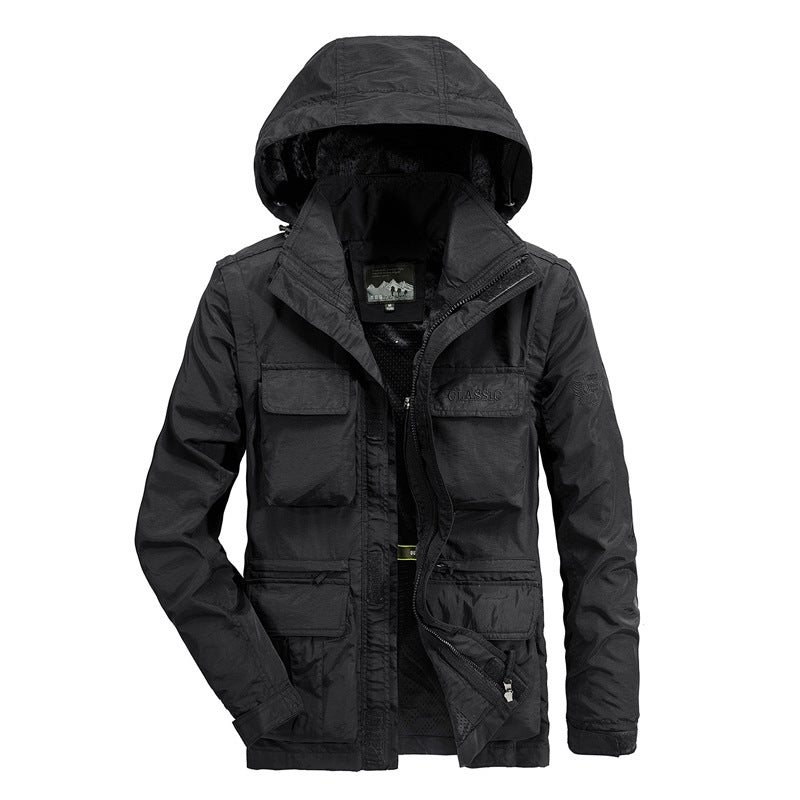 Herren leichter Fieldparka mit Kapuze, Multifunktionstaschen und atmungsaktivem Mesh‑Futter Shop Nory