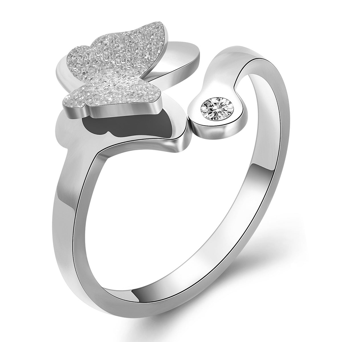 Damen eleganter Ring mit Schmetterling und funkelndem Kristall Shop Nory