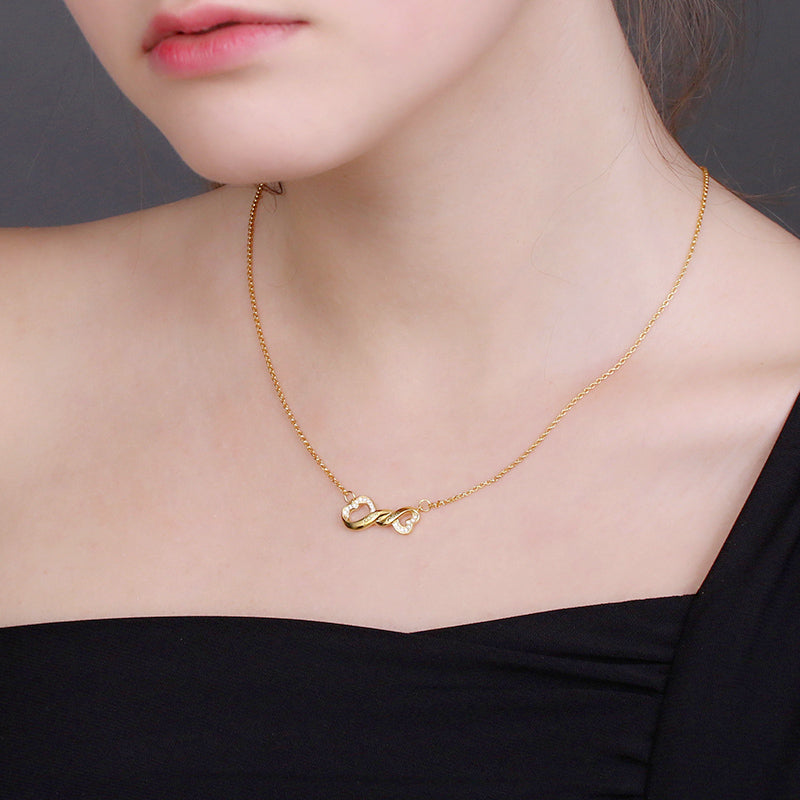 Personalisierte Infinity 925 Silber Gedrehter Herz Krawattenhalskette | Shop Nory