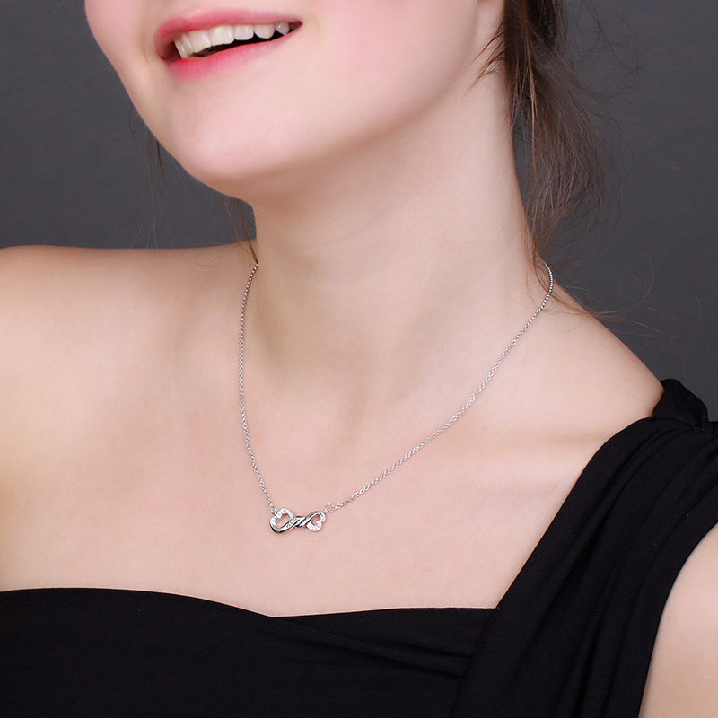Personalisierte Infinity 925 Silber Gedrehter Herz Krawattenhalskette | Shop Nory