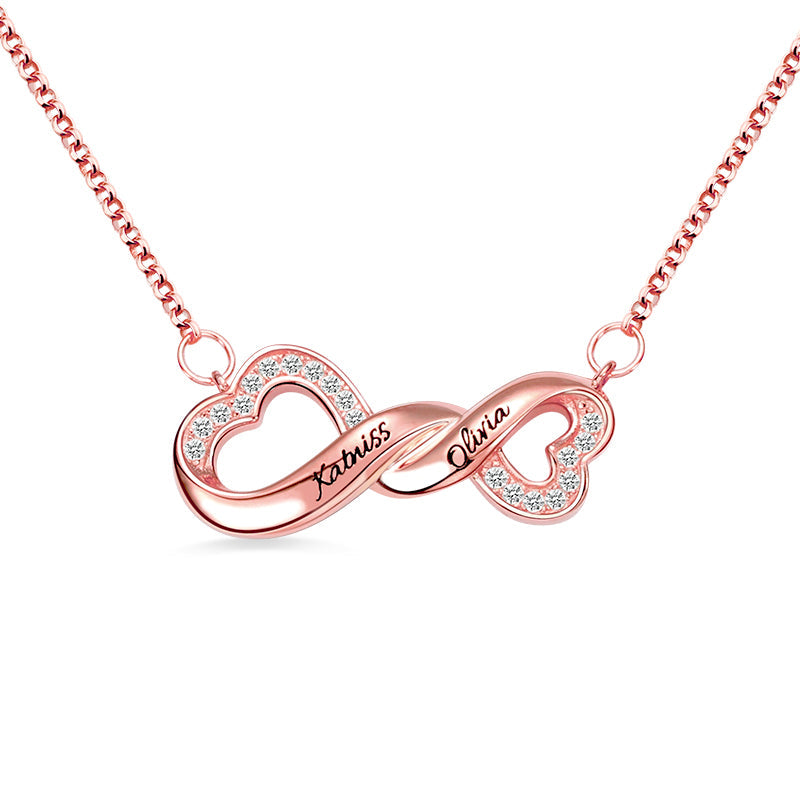 Personalisierte Infinity 925 Silber Gedrehter Herz Krawattenhalskette | Shop Nory