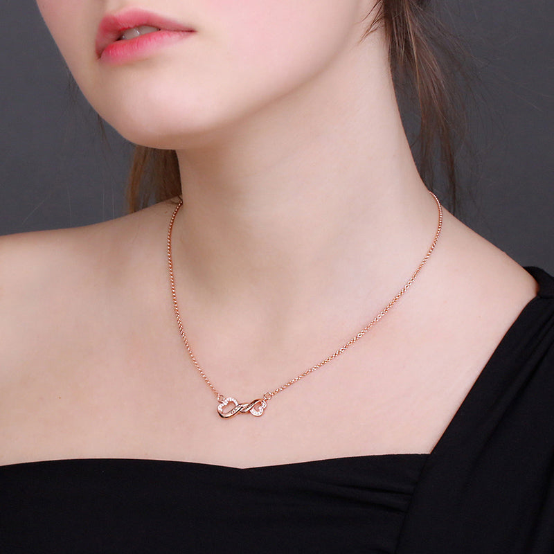 Personalisierte Infinity 925 Silber Gedrehter Herz Krawattenhalskette | Shop Nory