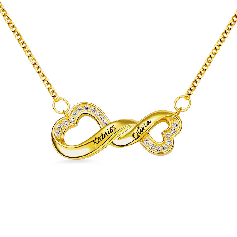 Personalisierte Infinity 925 Silber Gedrehter Herz Krawattenhalskette | Shop Nory