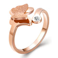 Damen eleganter Ring mit Schmetterling und funkelndem Kristall Shop Nory