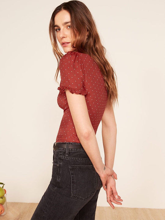 Damen Bluse mit Rüschenkragen und schmeichelhaftem Polka-Dots Design Shopnory