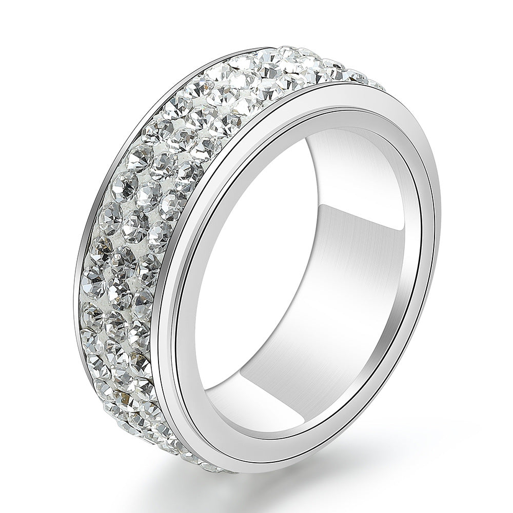Damen Ring mit funkelndem Kristallbesatz und polierter Oberfläche Shop Nory