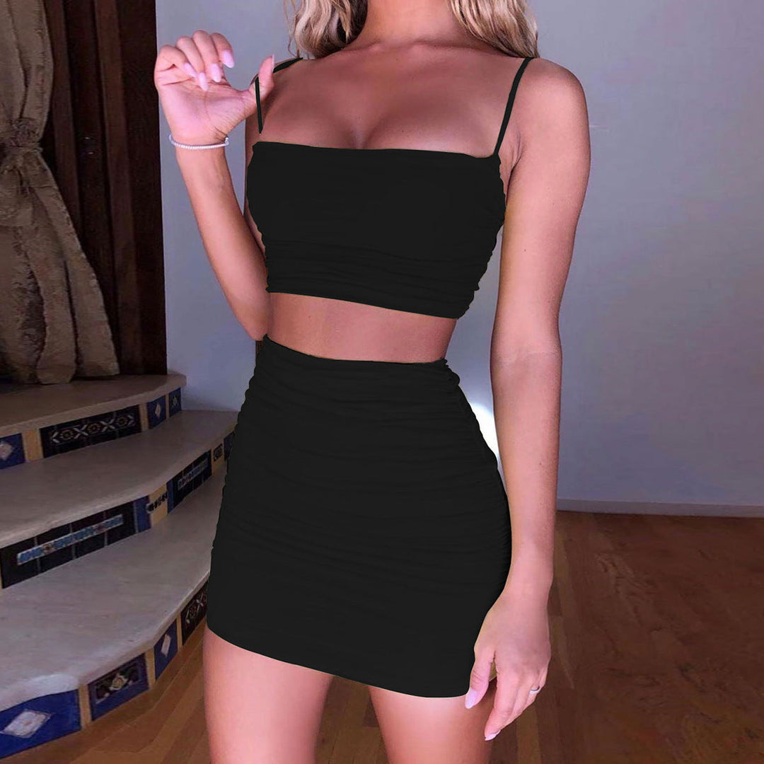 Damen Zweiteiliges Set aus gerafftem Crop-Top und Minirock