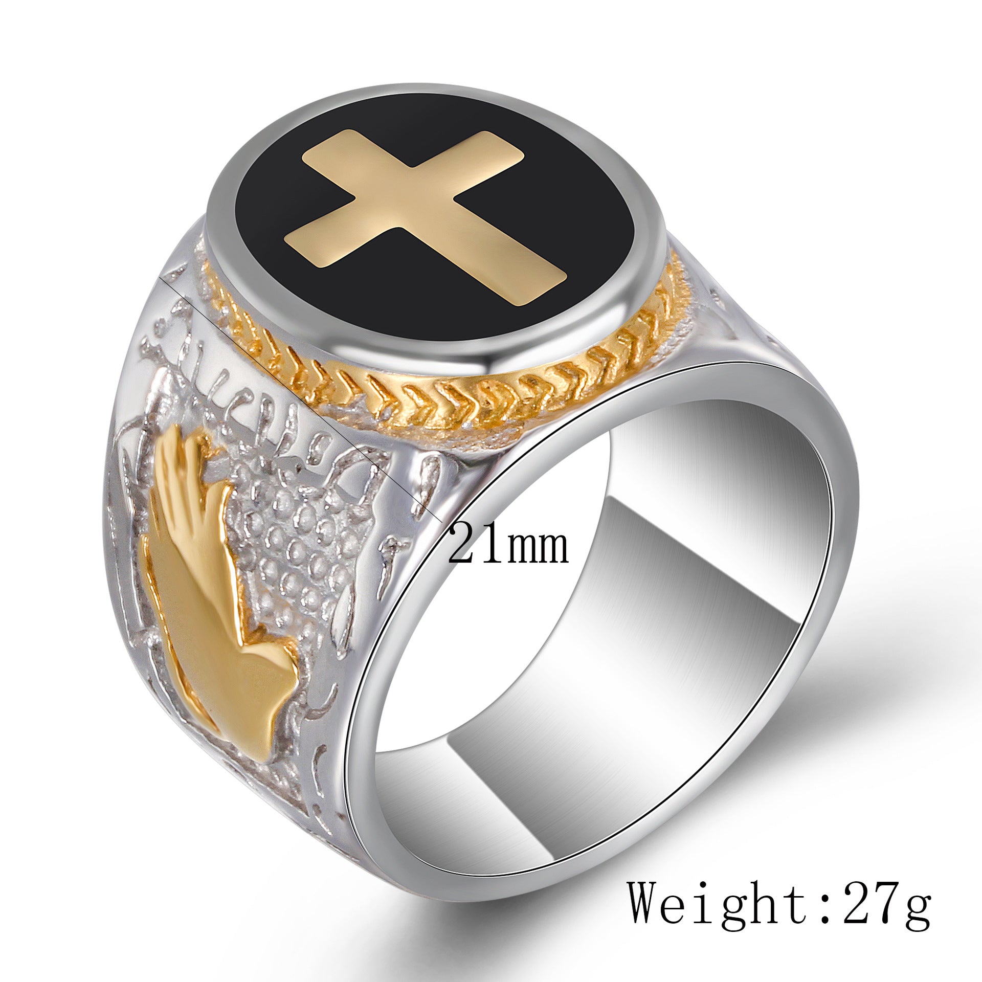 Herren Siegelring mit kunstvollem Kreuz-Design und erhabenem Motiv Shop Nory