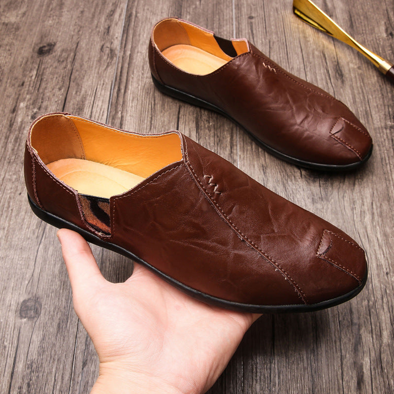 Herren Weicher Leder-Slip-On Loafer mit quadratischer Zehenform, elastischen Einsätzen und gepolstertem Komfortfußbett Shop Nory
