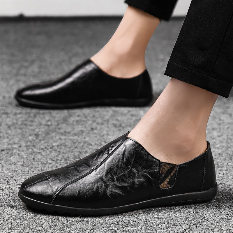 Herren Weicher Leder-Slip-On Loafer mit quadratischer Zehenform, elastischen Einsätzen und gepolstertem Komfortfußbett Shop Nory