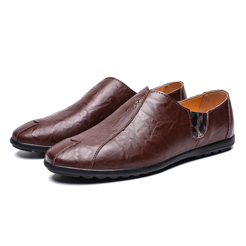 Herren Weicher Leder-Slip-On Loafer mit quadratischer Zehenform, elastischen Einsätzen und gepolstertem Komfortfußbett Shop Nory