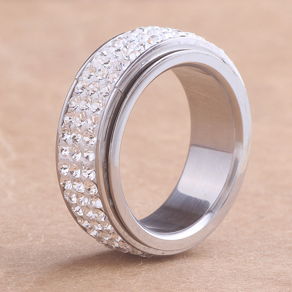Damen Ring mit funkelndem Kristallbesatz und polierter Oberfläche Shop Nory