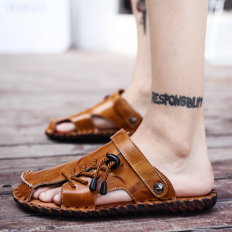 Herren Leder-Sandalen mit robustem Schnellschnürsystem