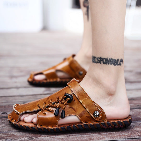 Herren Leder-Sandalen mit robustem Schnellschnürsystem