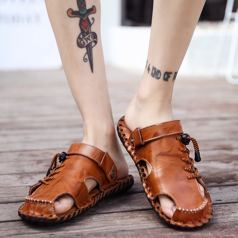 Herren Leder-Sandalen mit robustem Schnellschnürsystem
