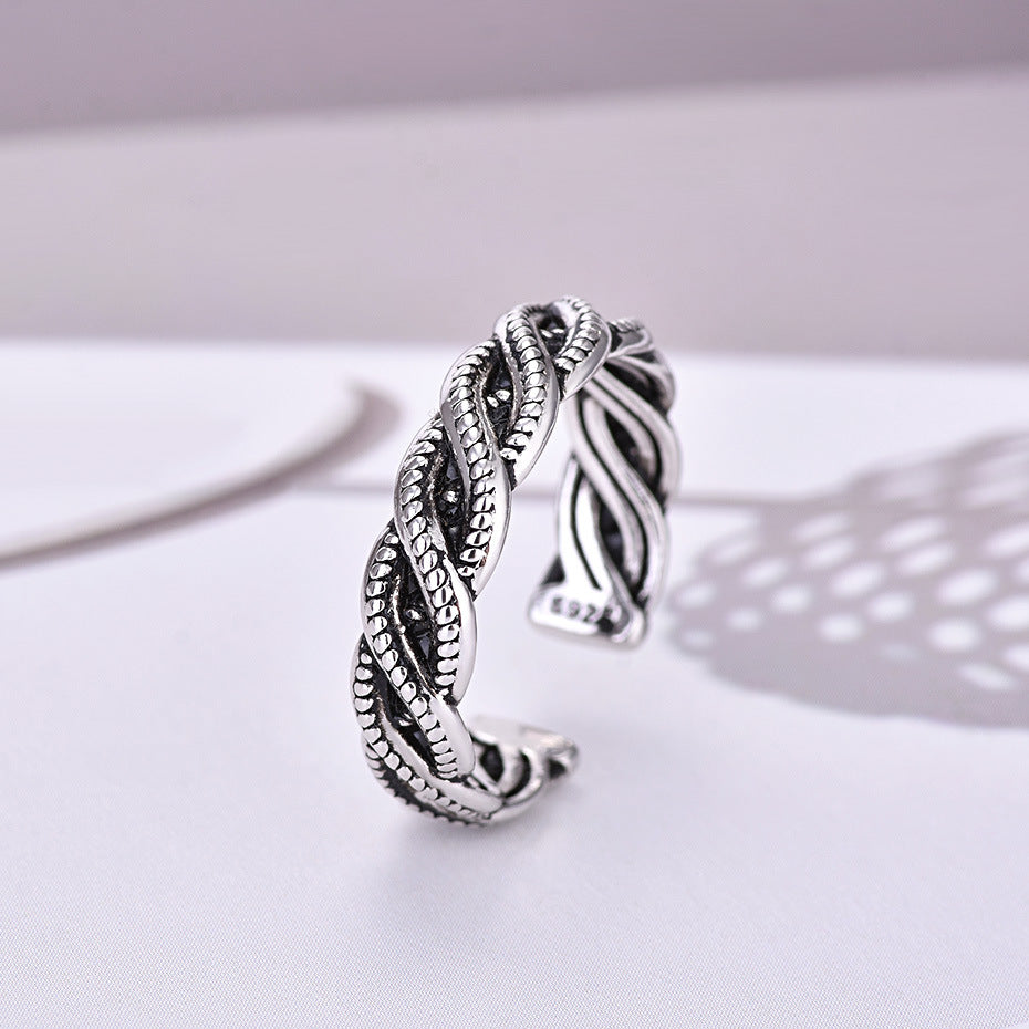 Damen Offener Ring mit kunstvollem Zopfdesign Shop Nory