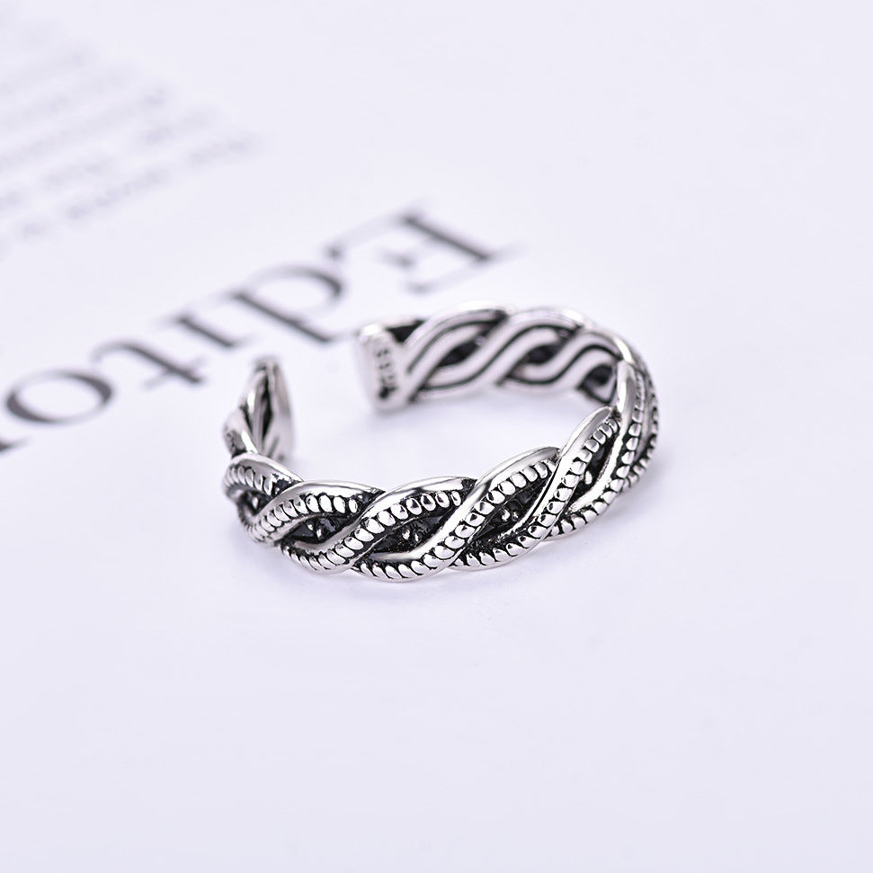 Damen Offener Ring mit kunstvollem Zopfdesign Shop Nory