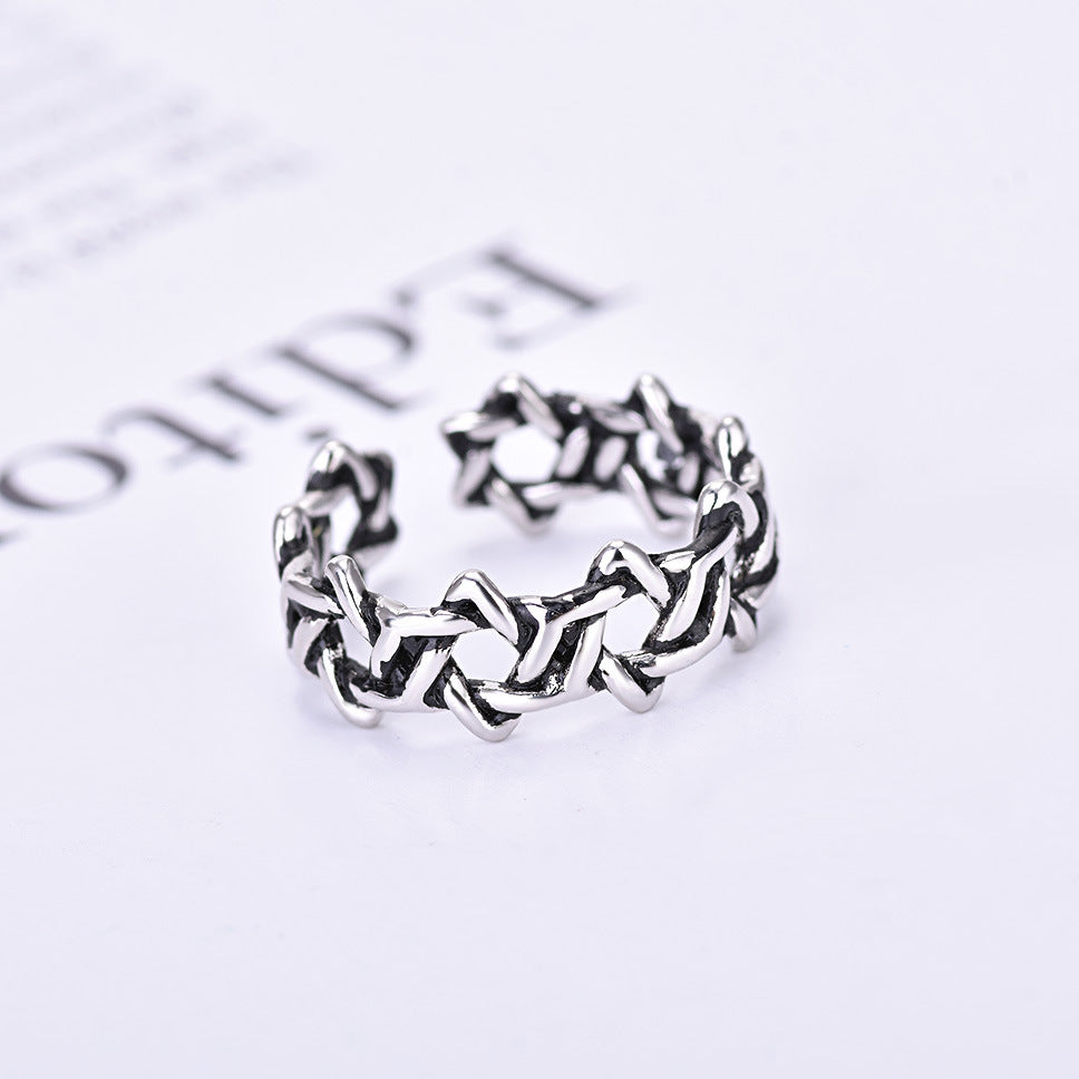 Damen Offener Ring mit einzigartigem, künstlerischem Kettendesign Shop Nory