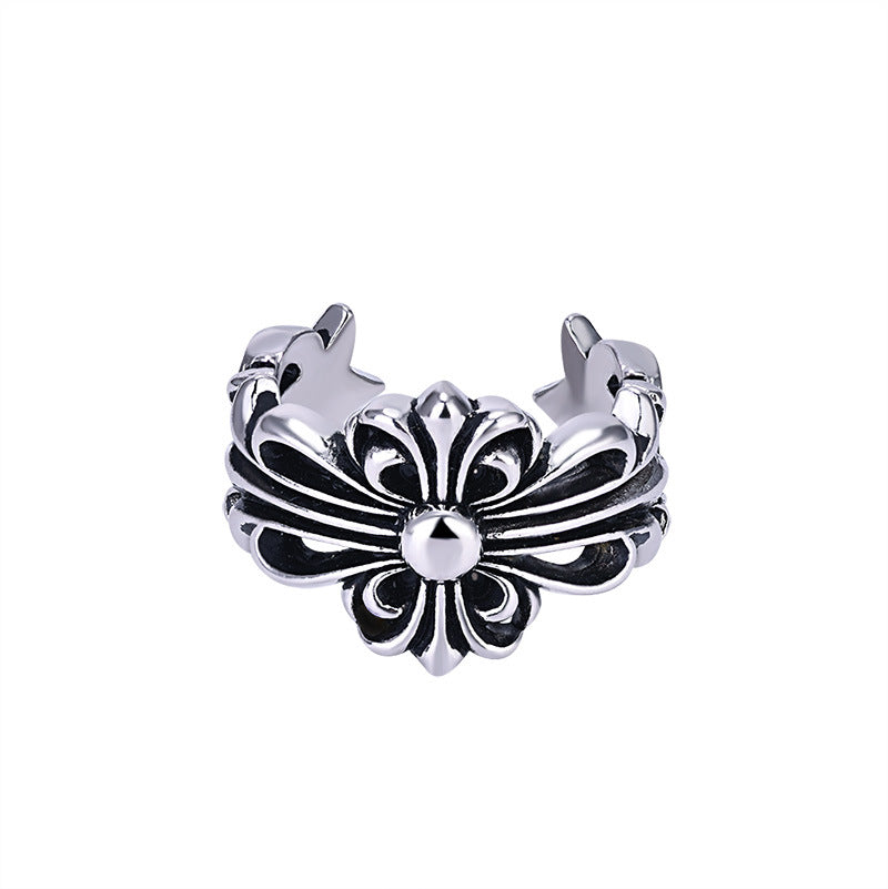 Damen Offener Ring mit kunstvollem Blumenmotiv Shop Nory