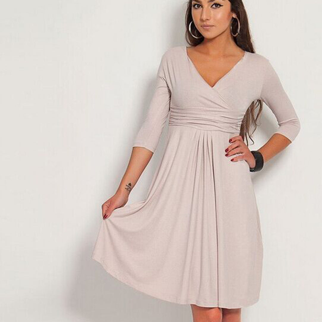 Damen Wickelkleid mit V-Ausschnitt, taillierter Empire-Passe & 3/4-Ärmeln Shop Nory