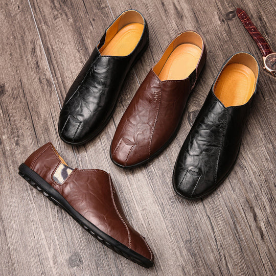 Herren Weicher Leder-Slip-On Loafer mit quadratischer Zehenform, elastischen Einsätzen und gepolstertem Komfortfußbett Shop Nory