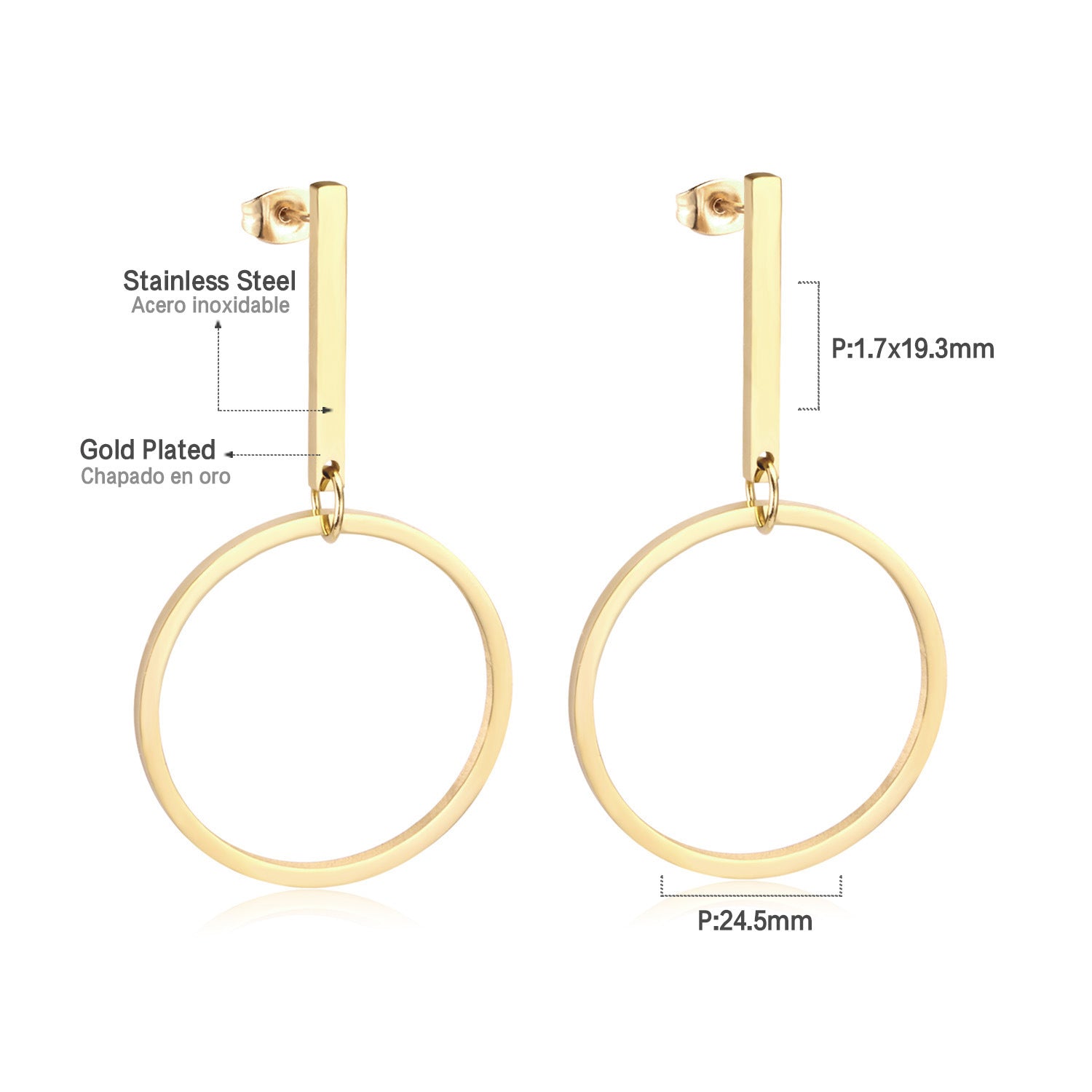Damen Hängende Ohrringe aus hochwertigem Edelstahl mit eleganter ovaler Form Shop Nory