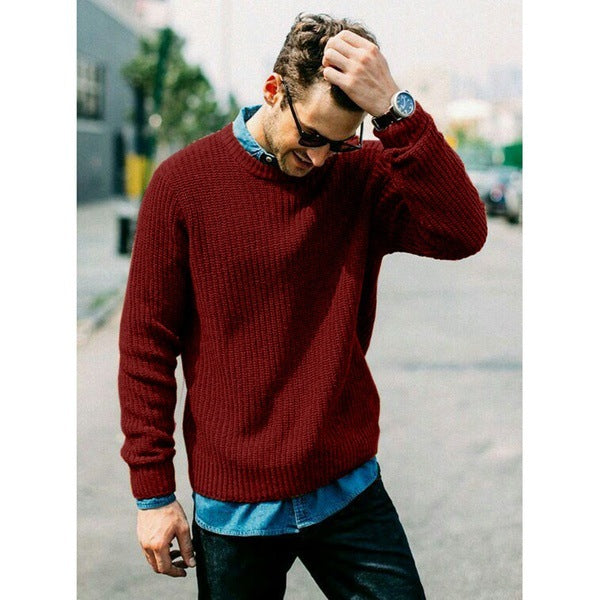 Herren Strickpullover mit Rundhalsausschnitt