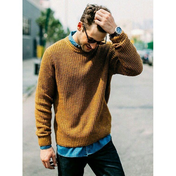 Herren Strickpullover mit Rundhalsausschnitt