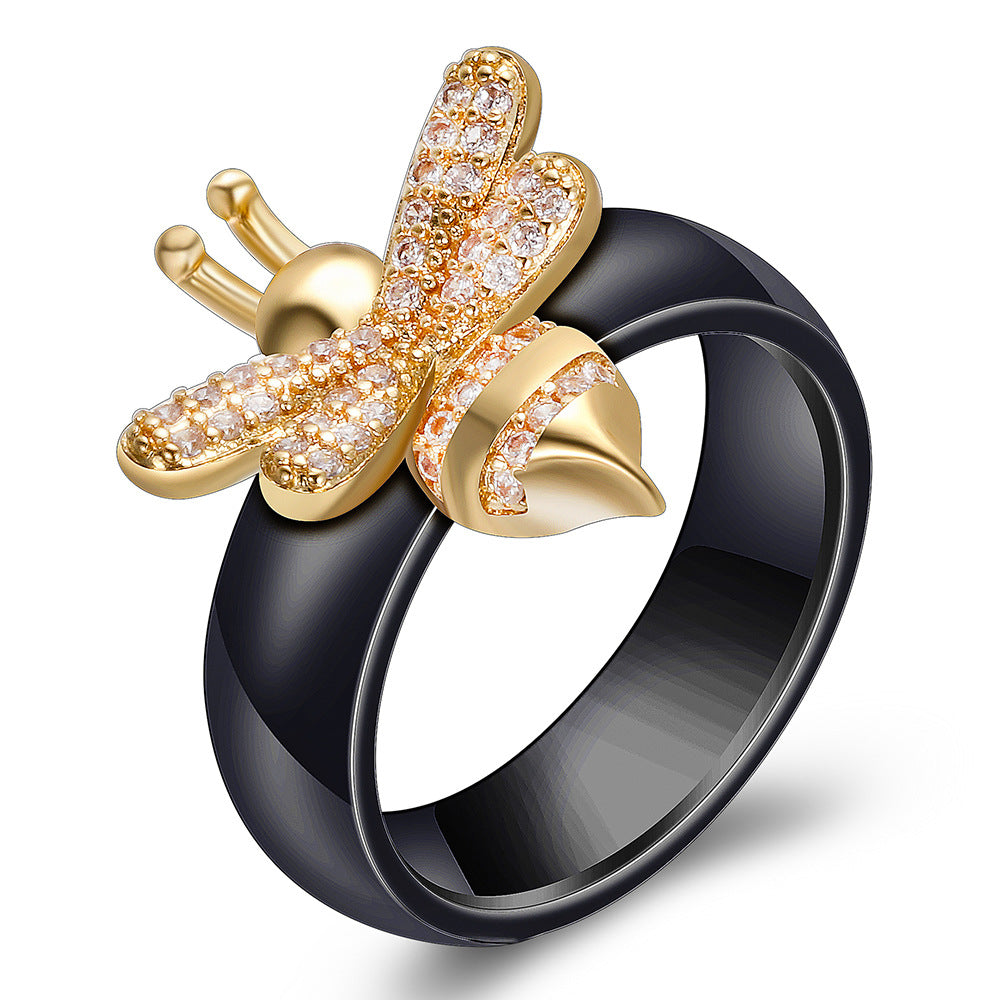Damen Ring mit kunstvollem Bienen-Design und funkelnden Kristallen Shop Nory