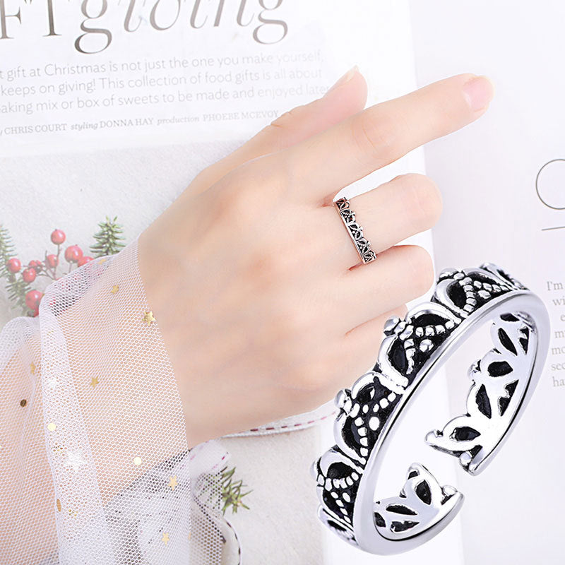 Damen Offener Ring mit kunstvollem Blumendesign aus hochwertigem Edelstahl Shop Nory