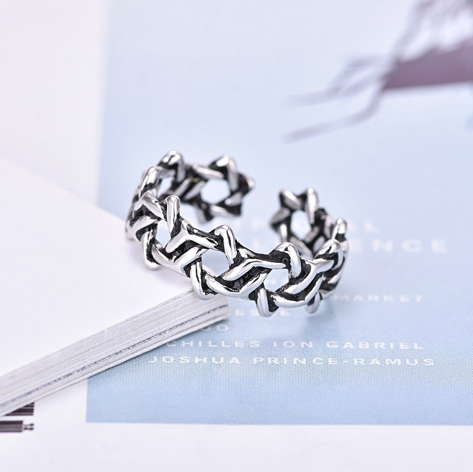 Damen Offener Ring mit einzigartigem, künstlerischem Kettendesign Shop Nory