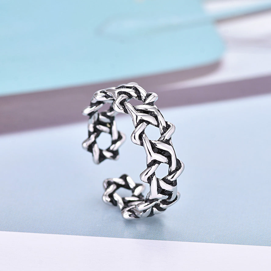 Damen Offener Ring mit einzigartigem, künstlerischem Kettendesign Shop Nory