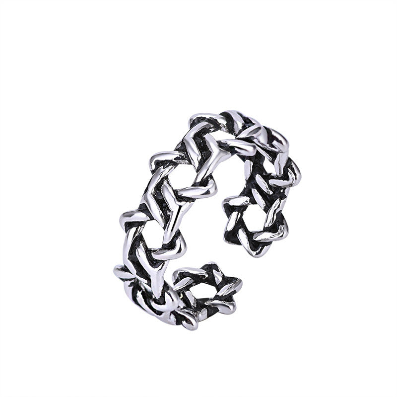 Damen Offener Ring mit einzigartigem, künstlerischem Kettendesign Shop Nory