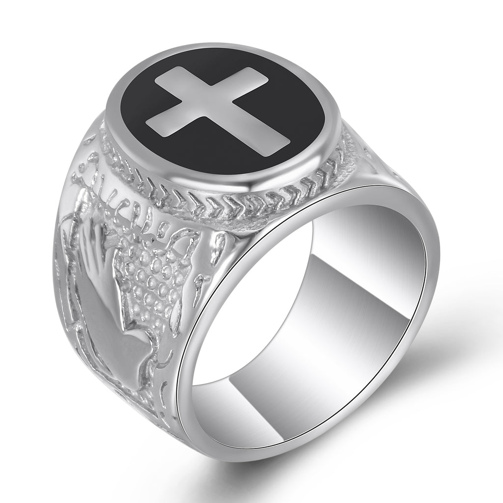 Herren Siegelring mit kunstvollem Kreuz-Design und erhabenem Motiv Shop Nory