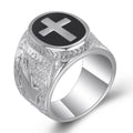Herren Siegelring mit kunstvollem Kreuz-Design und erhabenem Motiv Shop Nory