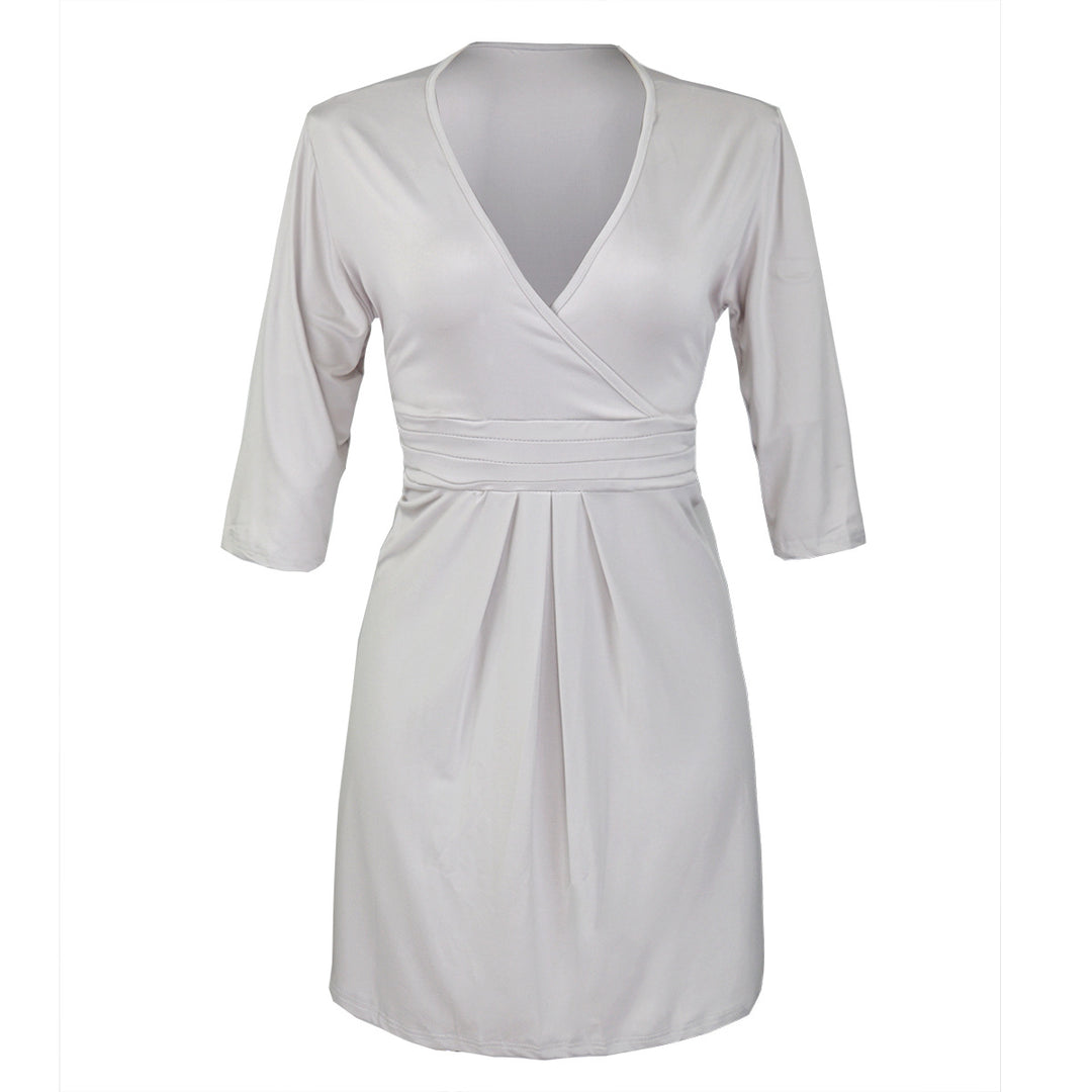 Damen Wickelkleid mit V-Ausschnitt, taillierter Empire-Passe & 3/4-Ärmeln Shop Nory