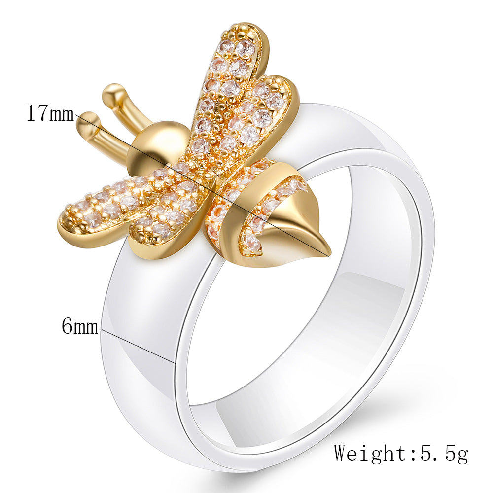 Damen Ring mit kunstvollem Bienen-Design und funkelnden Kristallen Shop Nory