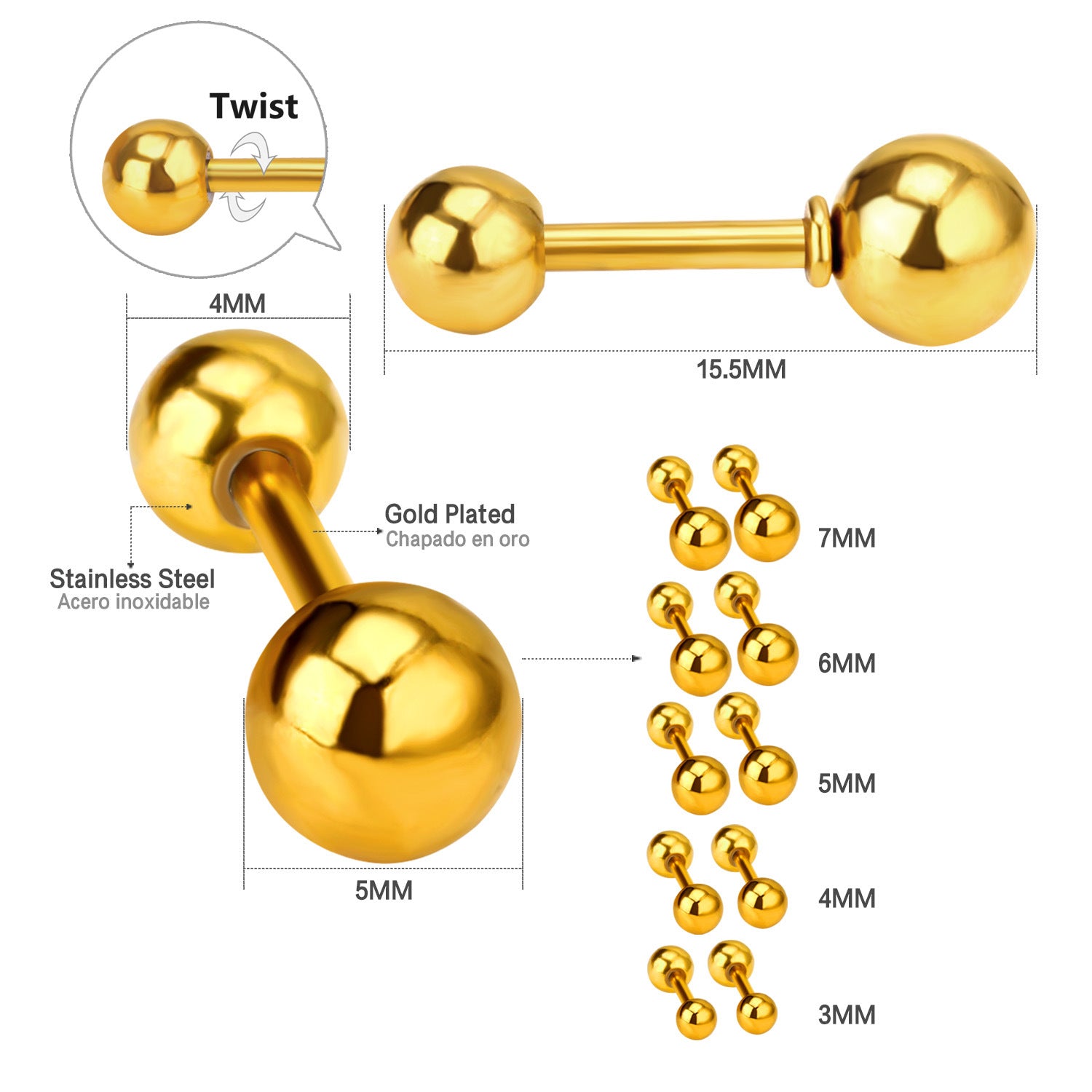 Damen Bauchnabelpiercing aus hochwertigem Edelstahl mit elegantem Goldüberzug Shop Nory