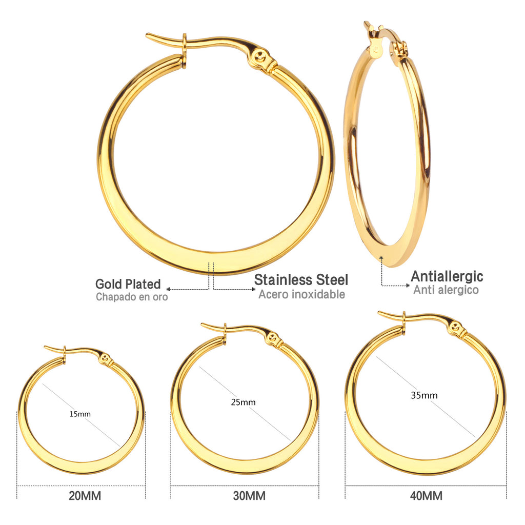 Damen Herzförmige Edelstahl Creolen mit goldplattierter Oberfläche Shop Nory