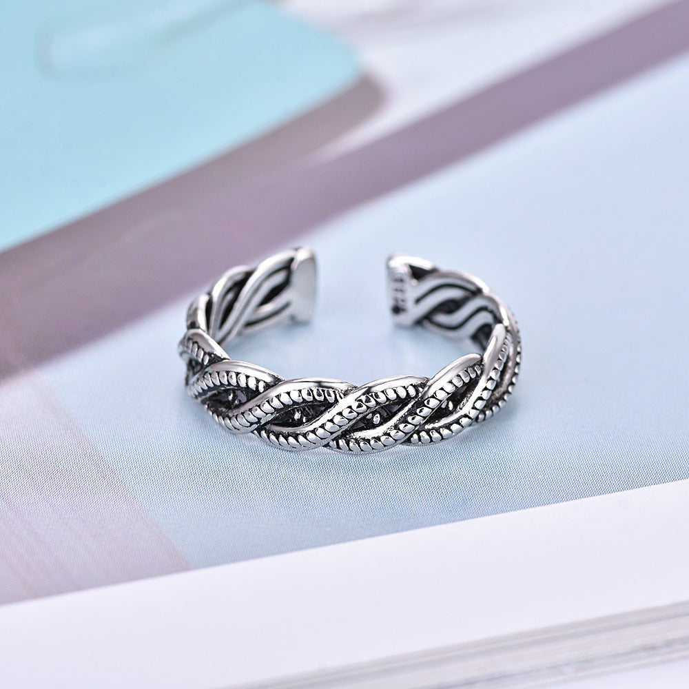 Damen Offener Ring mit kunstvollem Zopfdesign Shop Nory