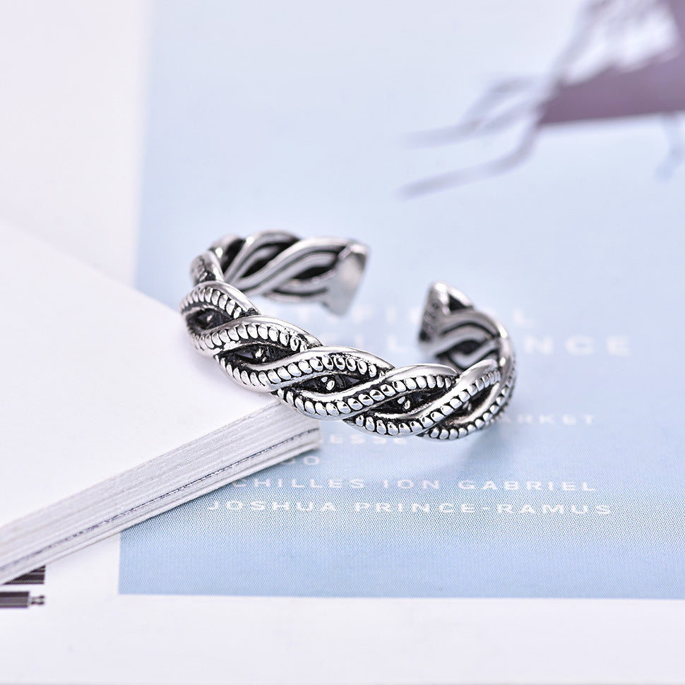 Damen Offener Ring mit kunstvollem Zopfdesign Shop Nory
