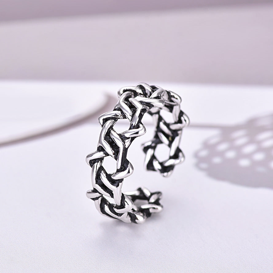 Damen Offener Ring mit einzigartigem, künstlerischem Kettendesign Shop Nory