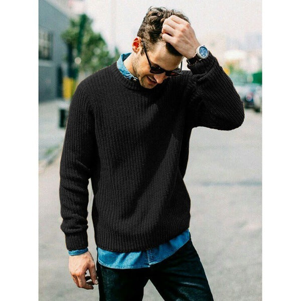 Herren Strickpullover mit Rundhalsausschnitt