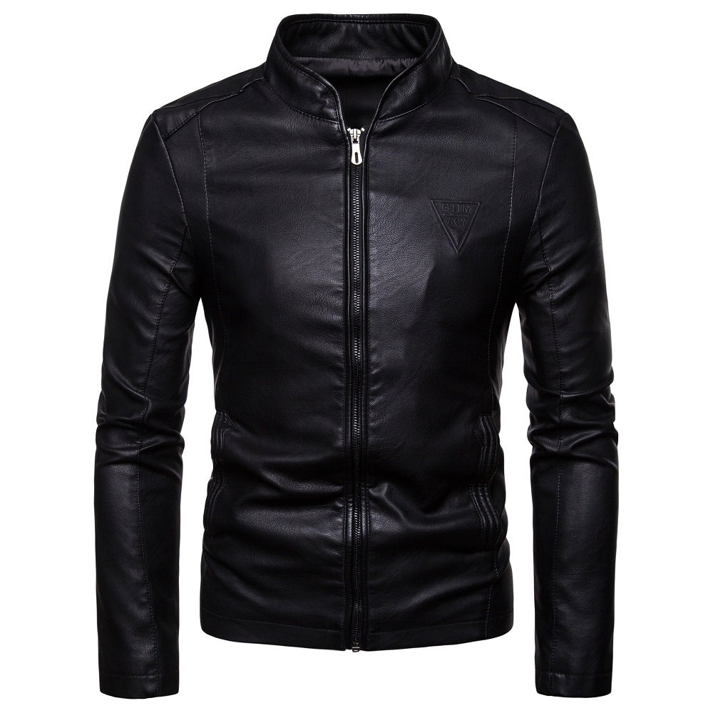 Herren taillierter Kunstleder‑Flightblouson mit Stehkragen, Ziernähten und verdecktem Reißverschluss Shop Nory