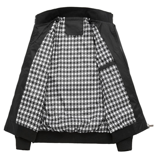 Herren Kurzblouson mit Stehkragen, Karo-Innenfutter und Rippenbündchen Shop Nory