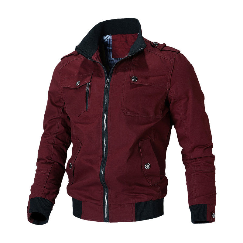 Herren Canvas-Field-Bomberjacke mit Stehkragen, Epauletten und Rippbündchen Shop Nory