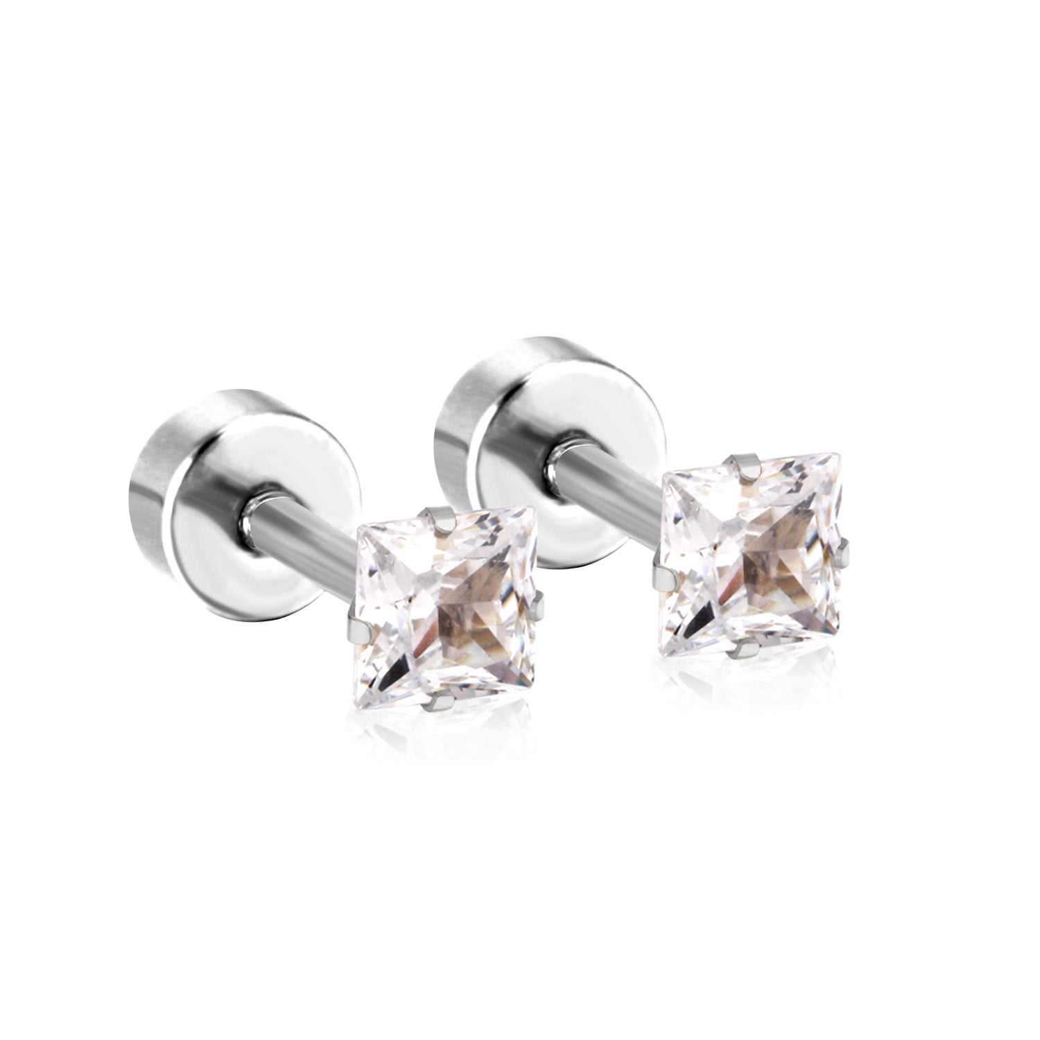 Damen Edelstahl Ohrstecker mit quadratischen Zirkonia Shop Nory