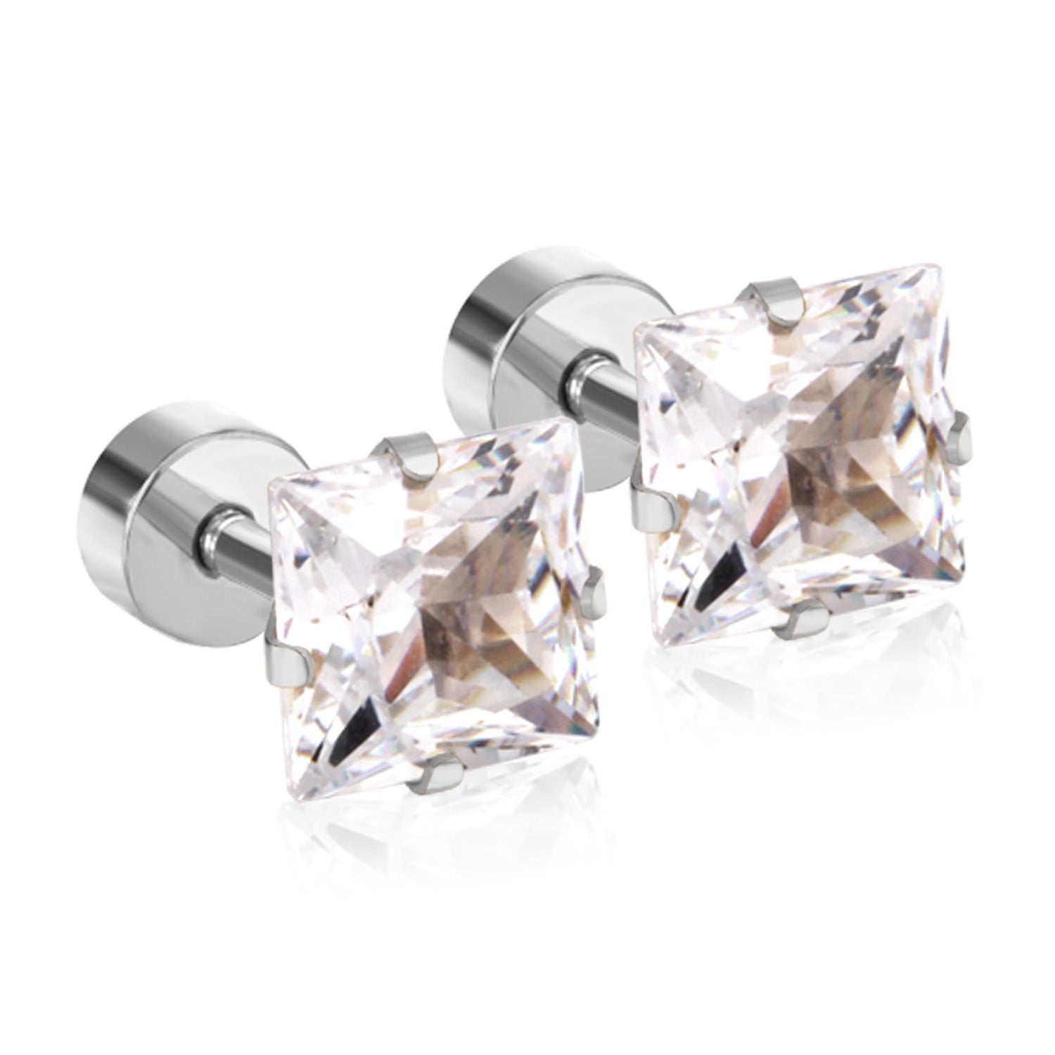 Damen Edelstahl Ohrstecker mit quadratischen Zirkonia Shop Nory