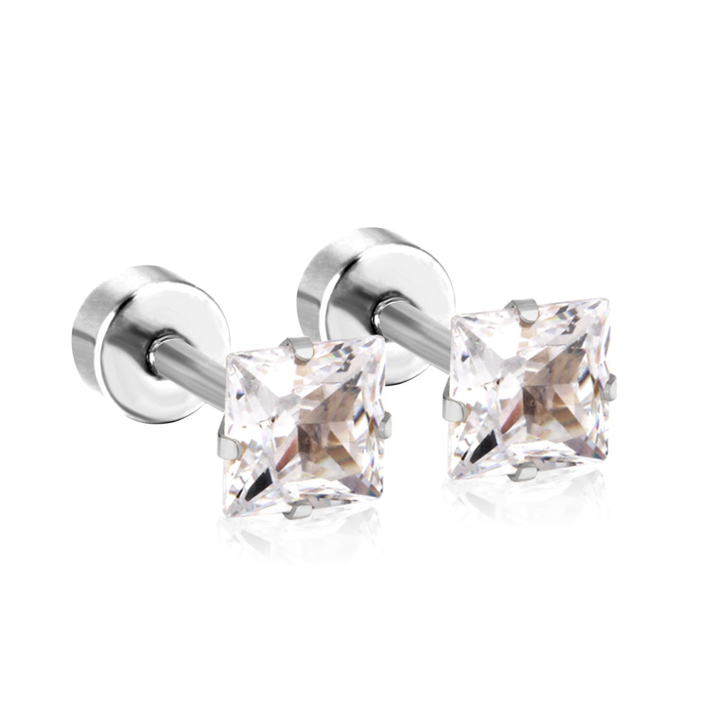 Damen Edelstahl Ohrstecker mit quadratischen Zirkonia Shop Nory