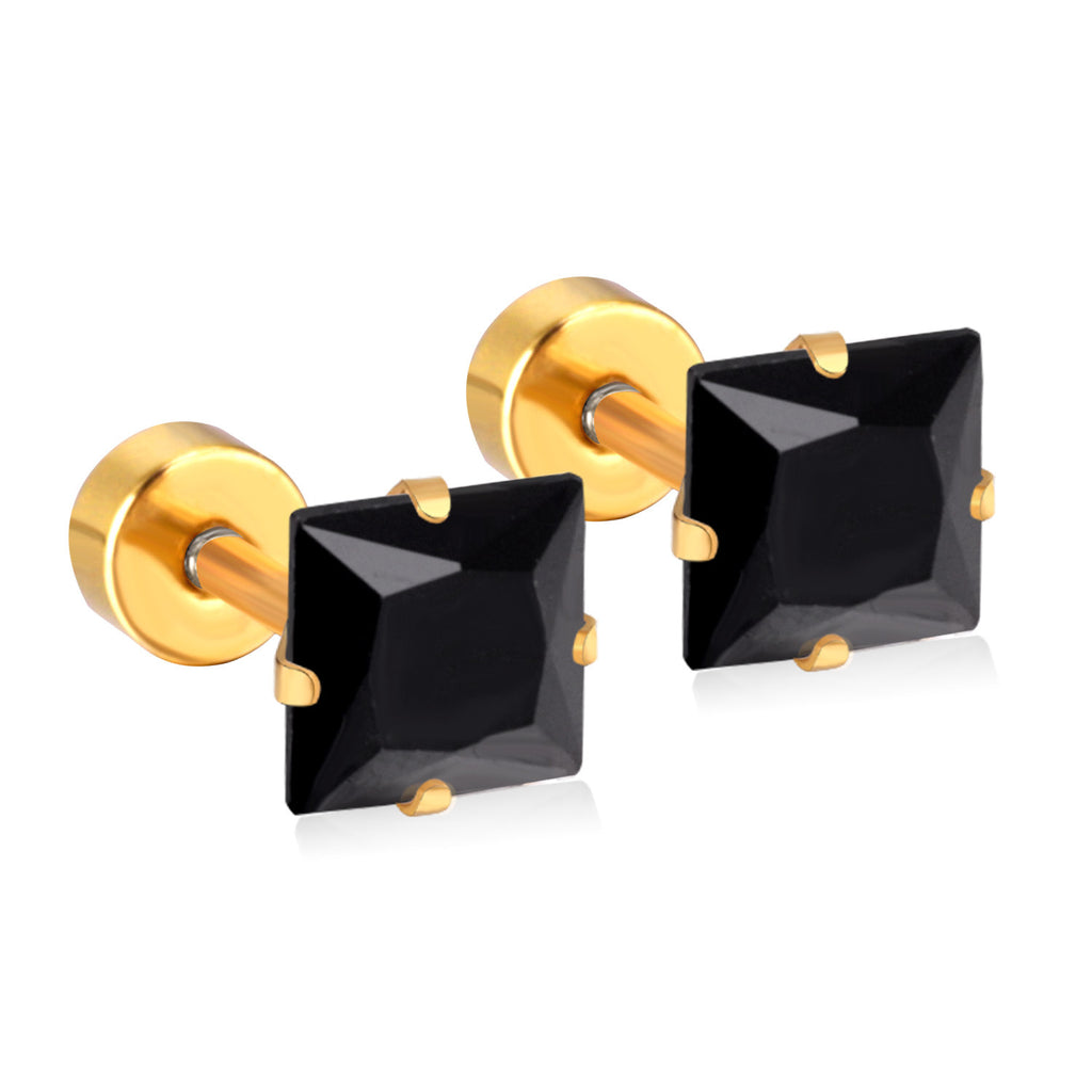 Damen Edelstahl Ohrstecker mit quadratischen Zirkonia Shop Nory